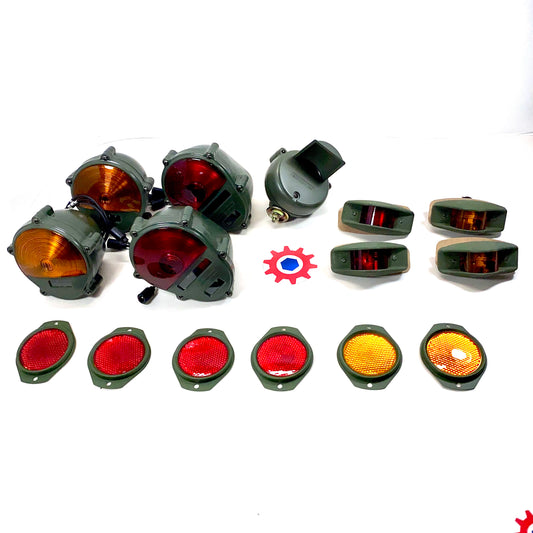 Set of Lights & Reflectors w/ Front Blackout -24v - Mil. Hummer M35 M939 etc.