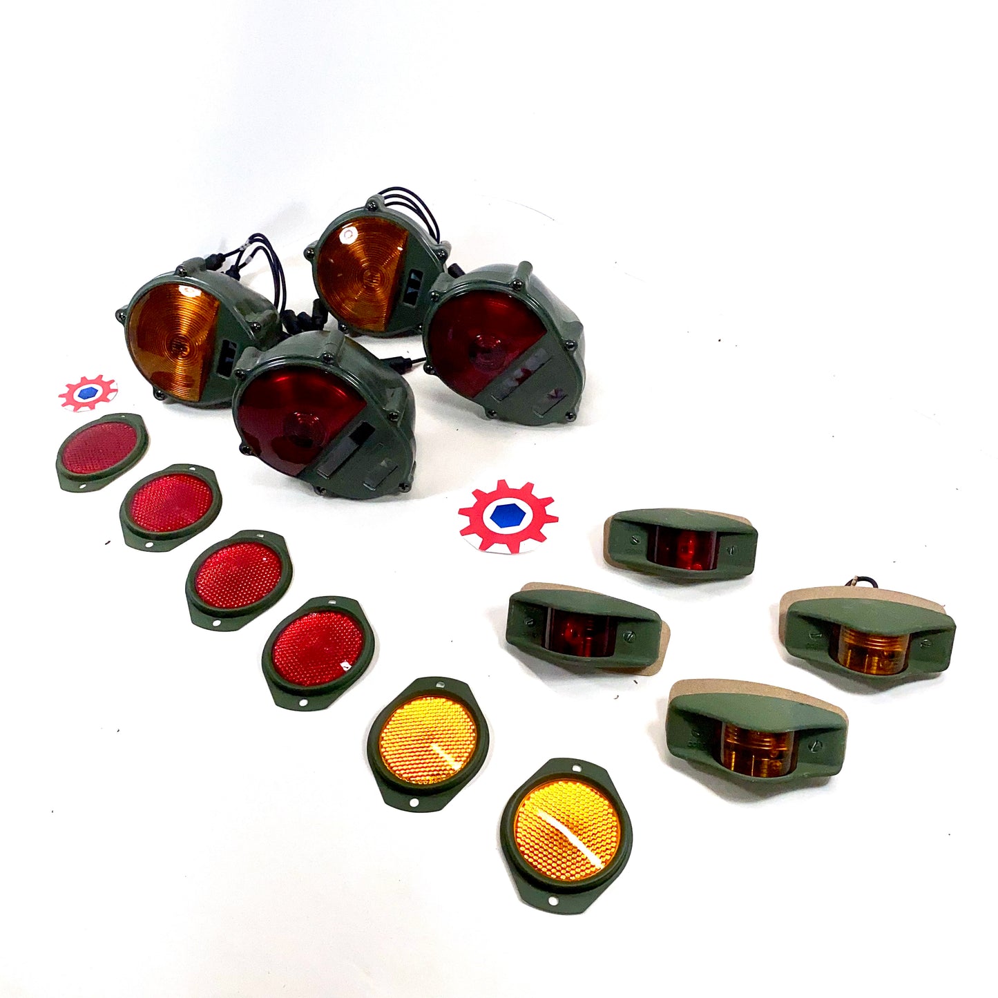 Set of Lights & Reflectors w/383 green and 24v bulbs - Humvee M35 M939 etc.