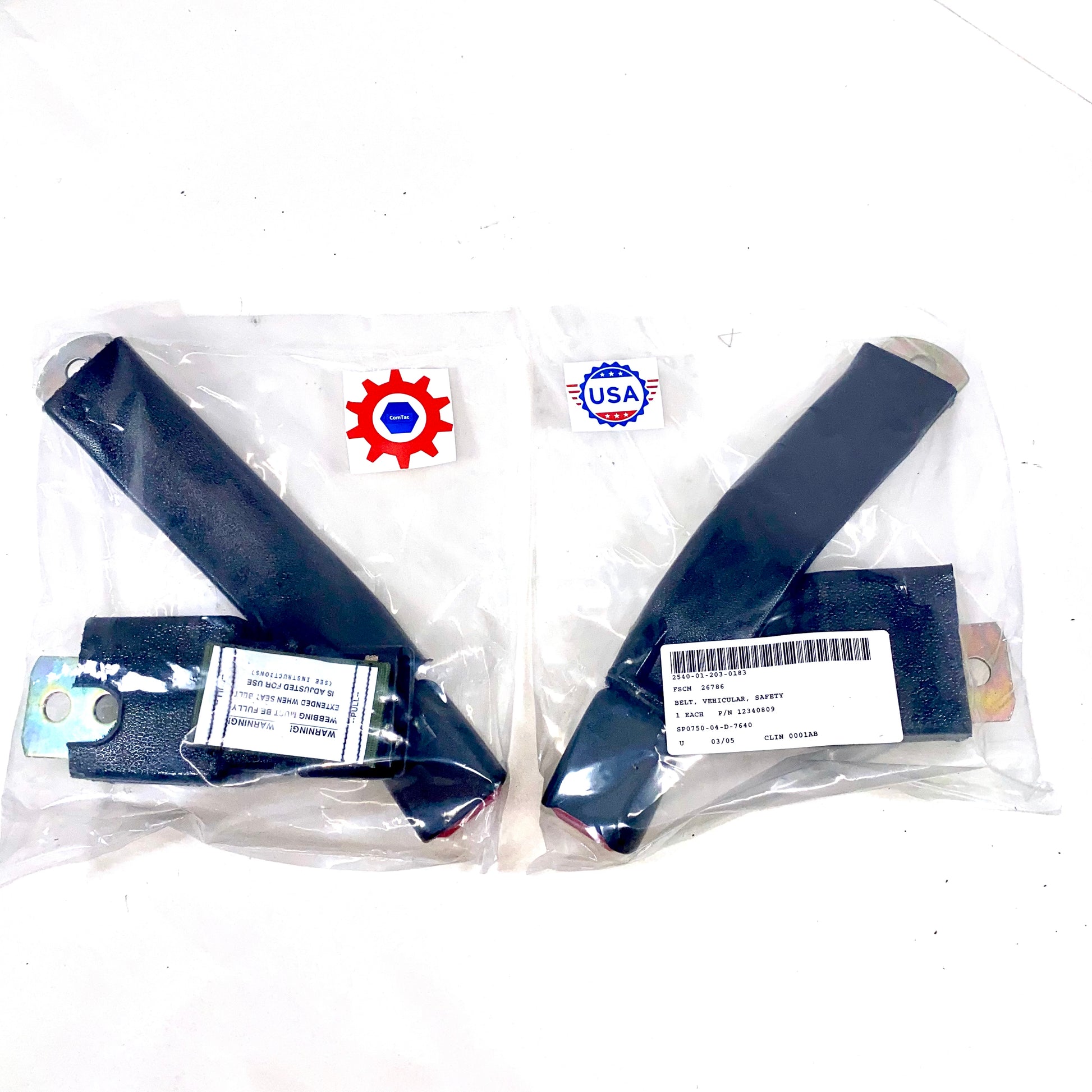 2 EACH - Hummer  ; 2 POINT SEAT BELT KIT - LH & RH - 12340809 ; 2540-01-203-0183
