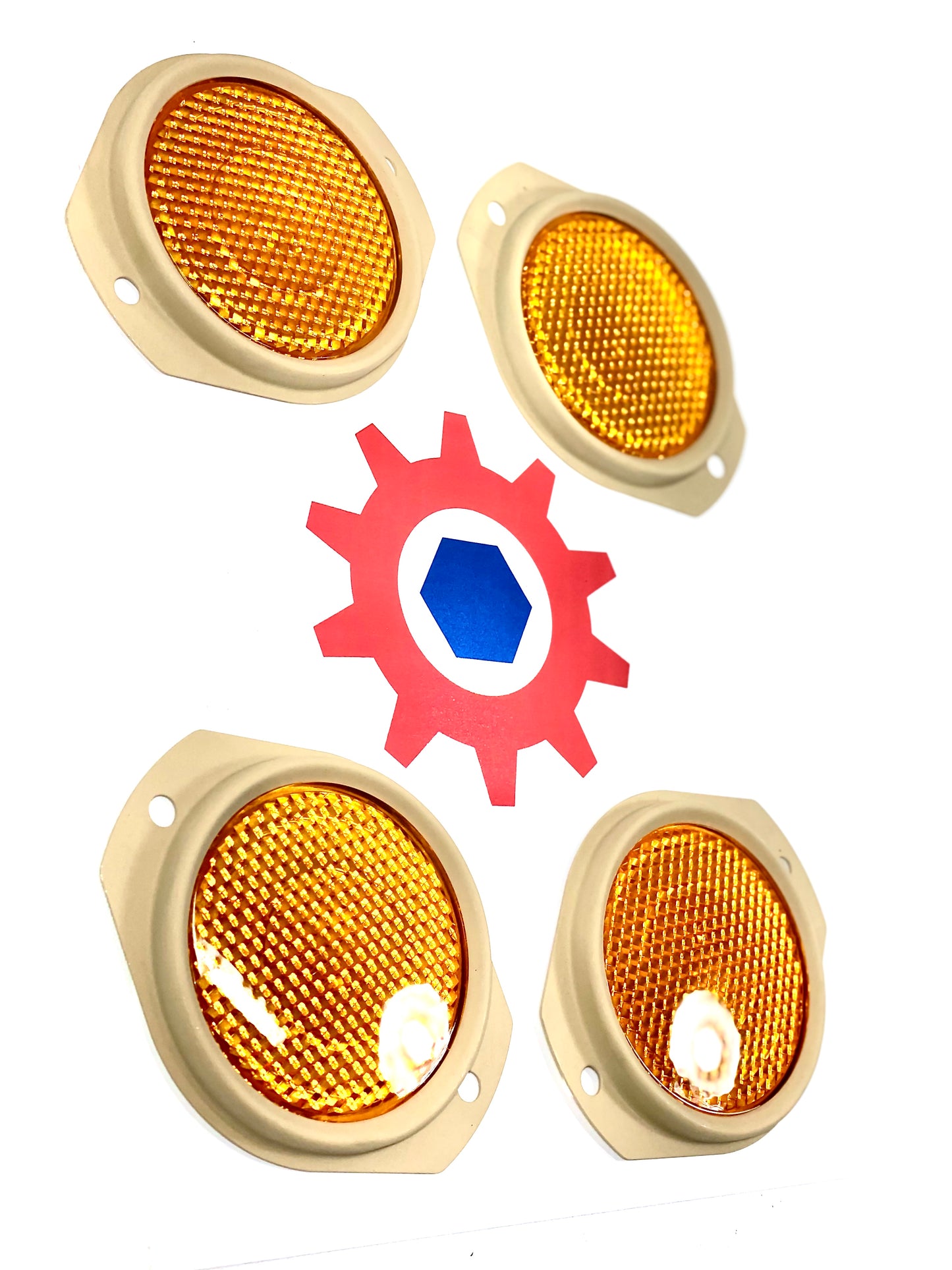 4 each - Reflector-AMBER (686 TAN FRAME); M998 HUMMER ; 12342500-2 9905-01-485-2102