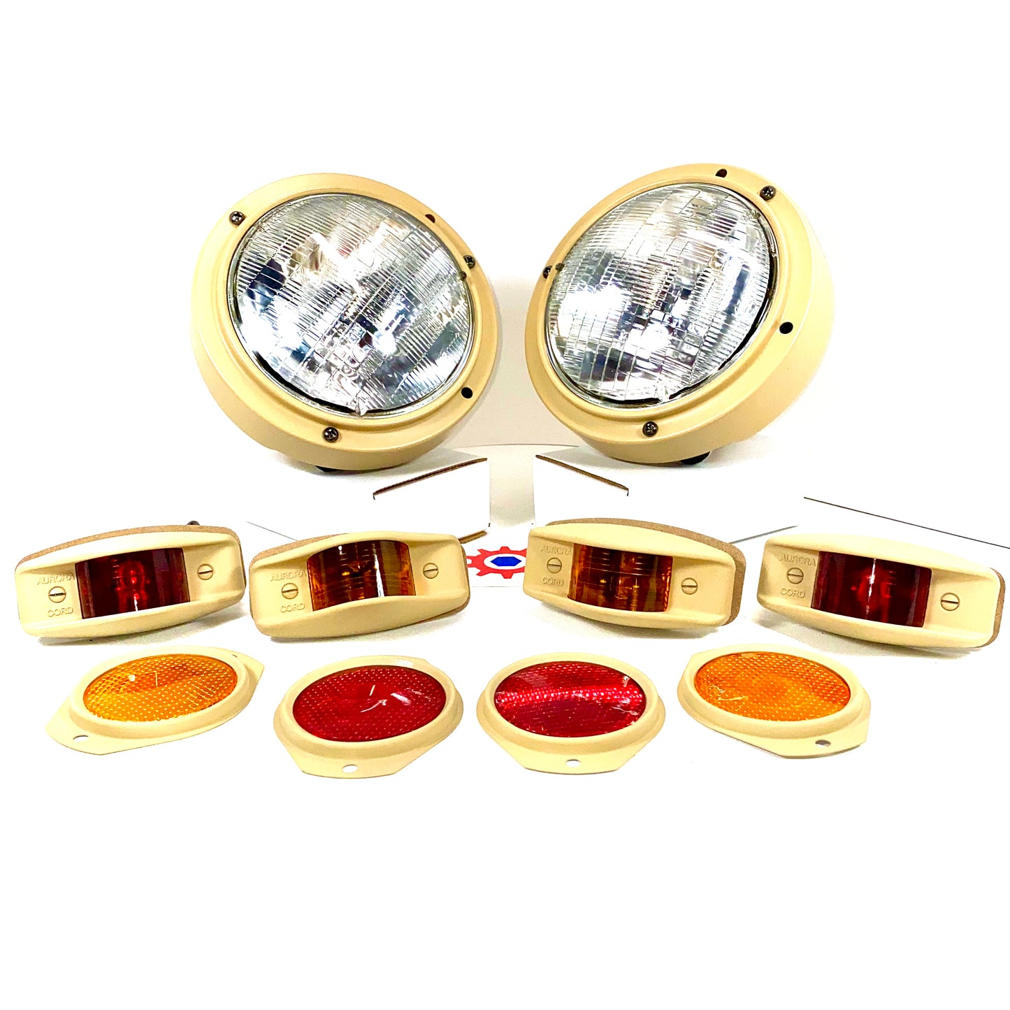 Set of Lights & Reflectors w/686-Tan Housings&24v bulbs - Hummer M35 M939 etc.