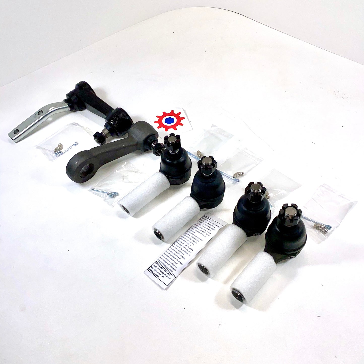 Steering Kit; Idler Bracket, Pitman Bracket, RH&LH Tie Rods Ends w/pins&fittings