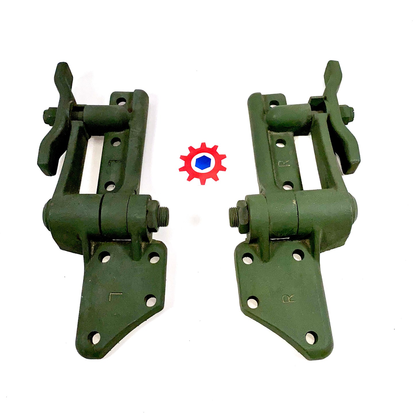 1 Set = LH & RH - WINDSHIELD HINGES, OUTER ; 5Ton or 2.5Ton ; 7373321 & 7373322