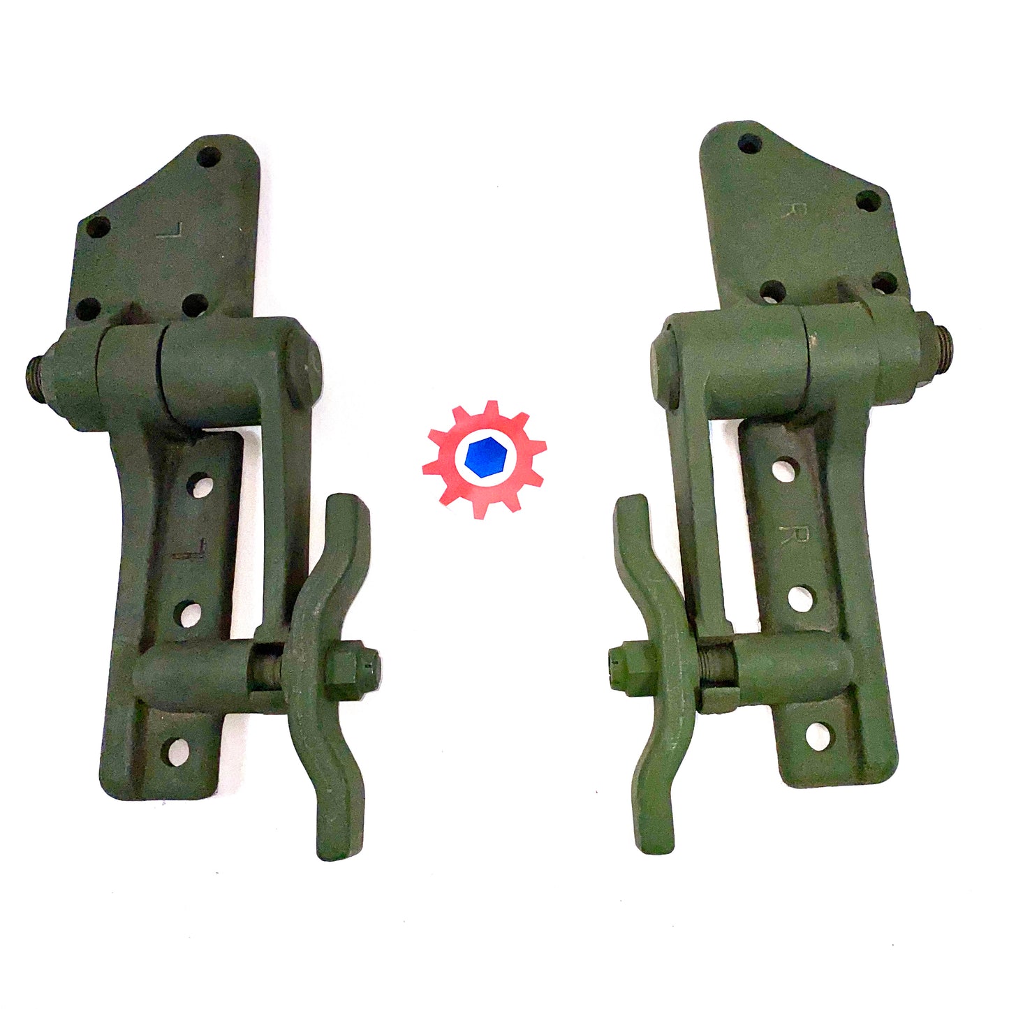 1 Set = LH & RH - WINDSHIELD HINGES, OUTER ; 5Ton or 2.5Ton ; 7373321 & 7373322