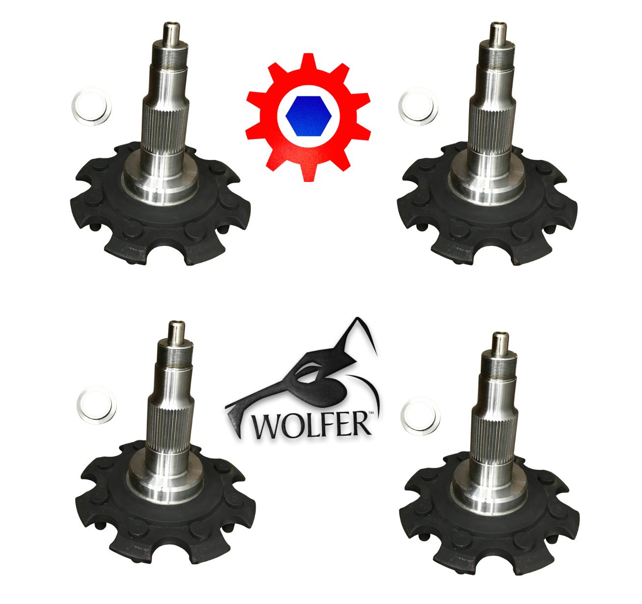 4 each- SPINDLE w/spacer- CTIS KNUCKLE; Hummer; 2530-01-417-2725 5715295 5594530