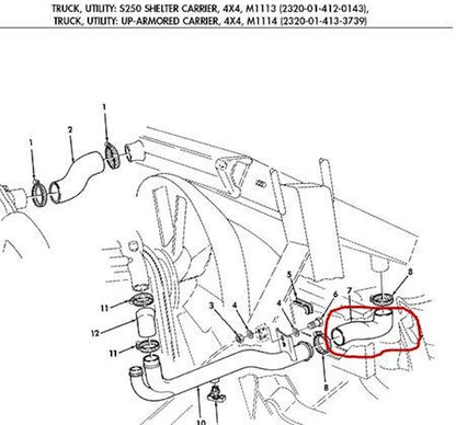 Hose, Lower Radiator 4720-01-433-8266 RCSK17275