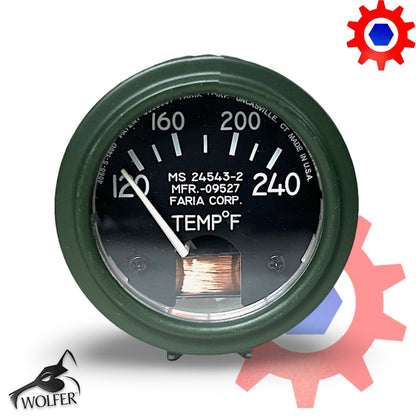 TEMPERATURE GAUGE (120-240f); M35 M809 M939 ; 6685-00-936-2139 MS24543-2 - AFTERMARKET
