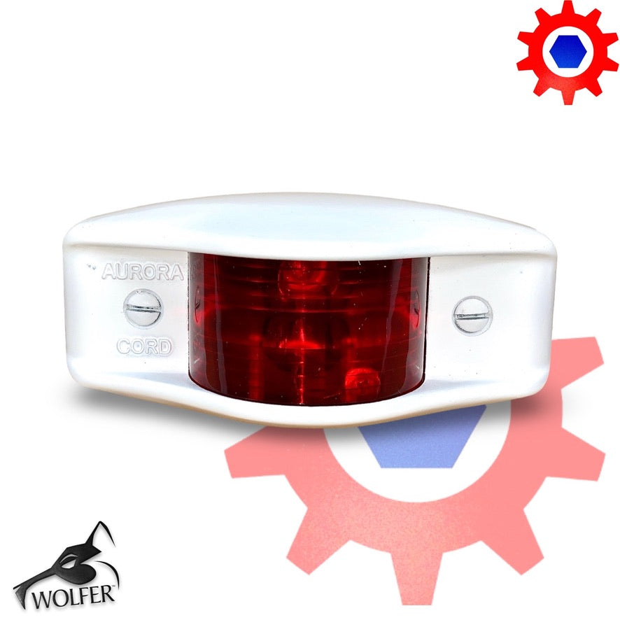 Side Clearance Light , WHITE Housing , Red Lens , LED-24V ; MS35423-2 w/LED