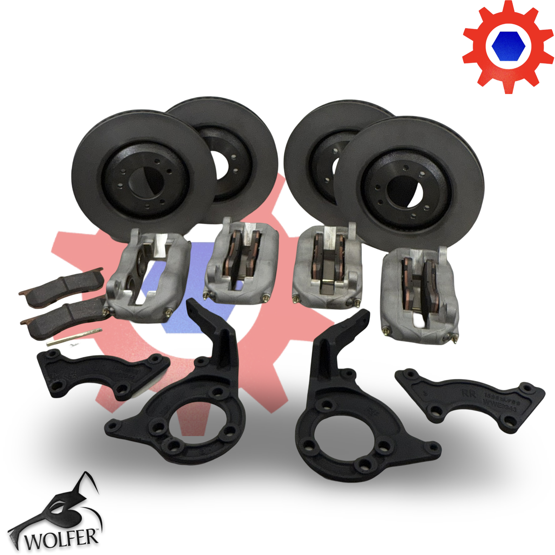 Full ECV Replacement Brake Set + Pads Rotors Pads & Brackets included; 6034606 +