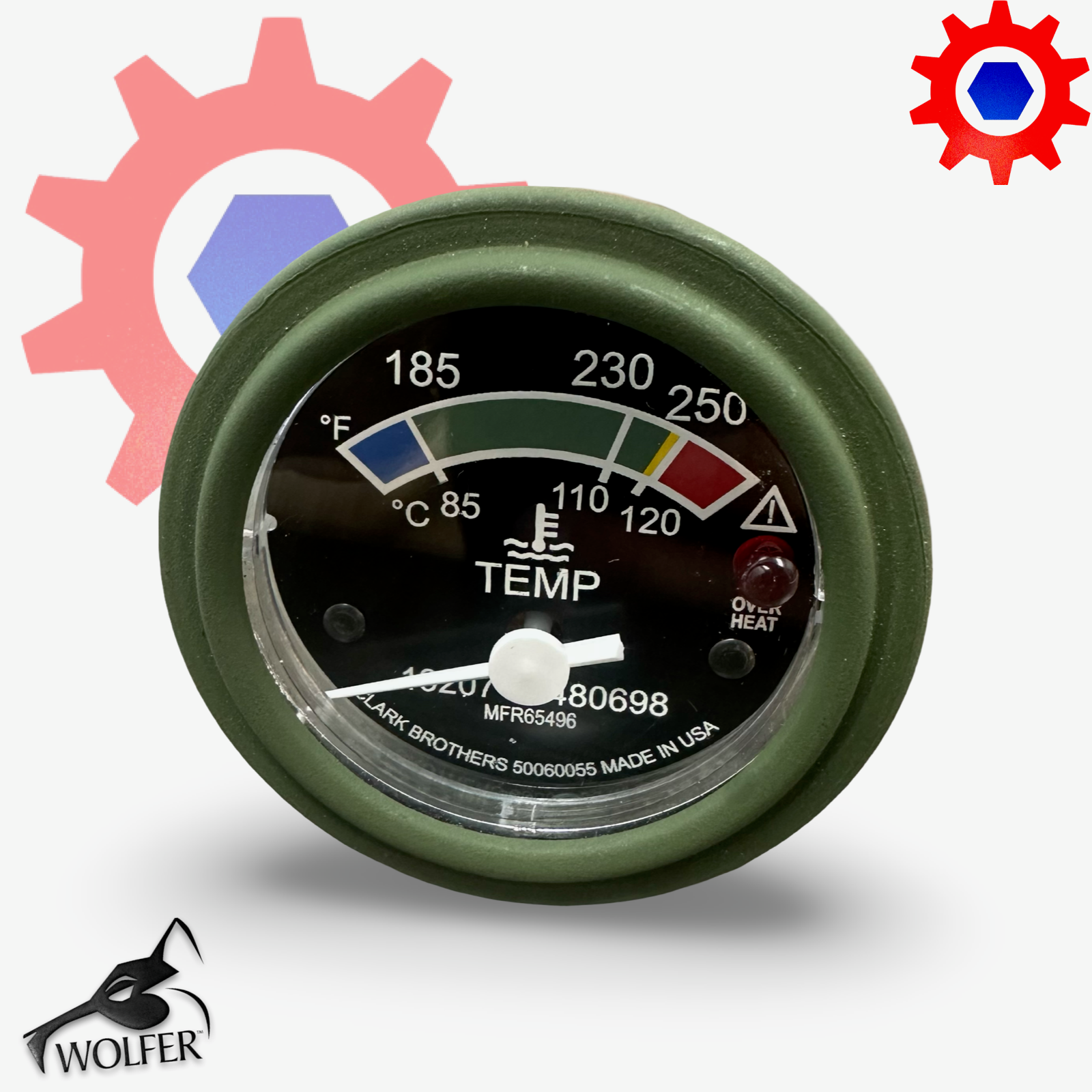 Gauge, H2O Temp(Std/Metric)[over-heat LED24v]; M35 M809 M939 ; 6685-00-936-2139 MS24543-2 - OEM CLARKS BROTHERS