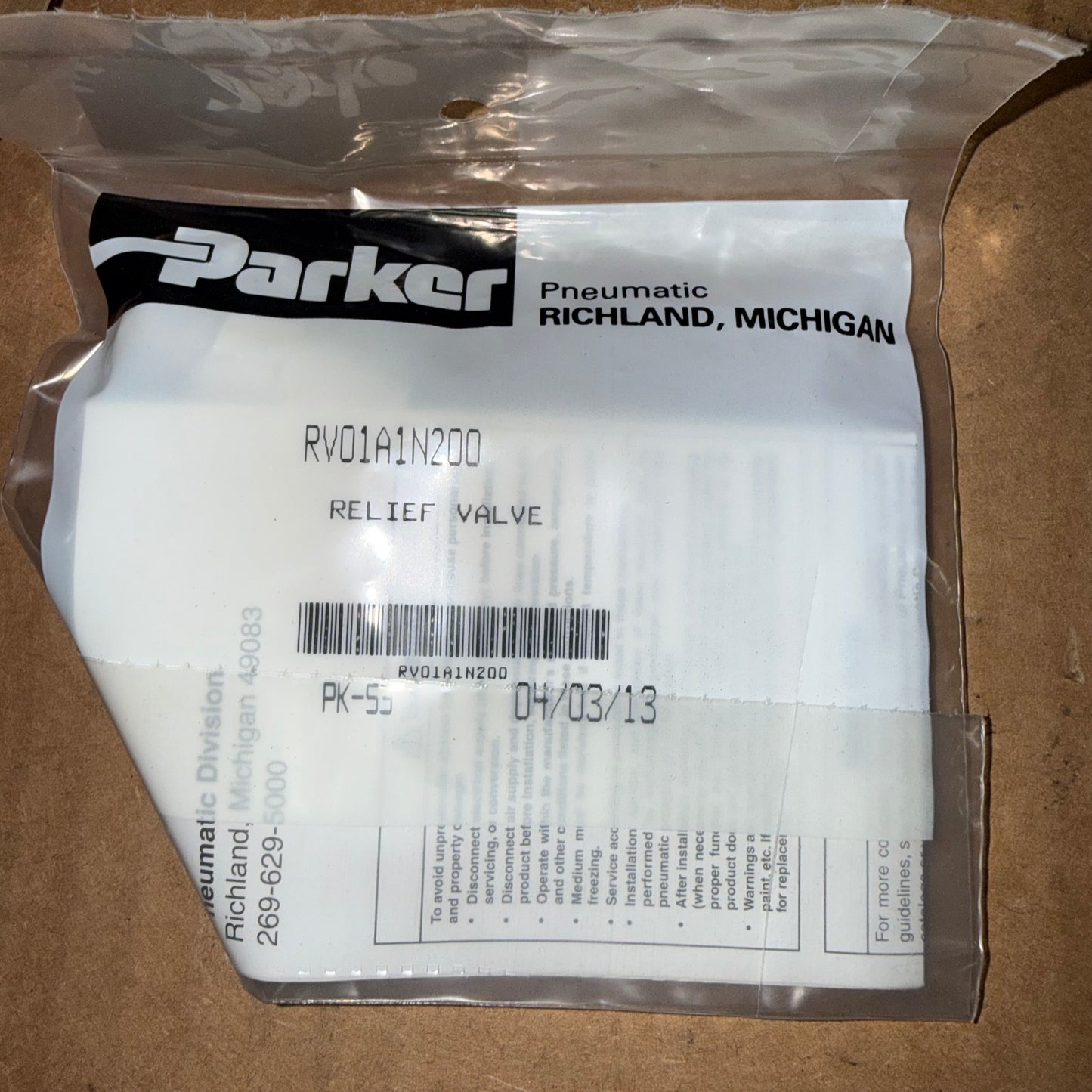 Valve, Brake Safety Relief 4820014884099 , RV01A1N200