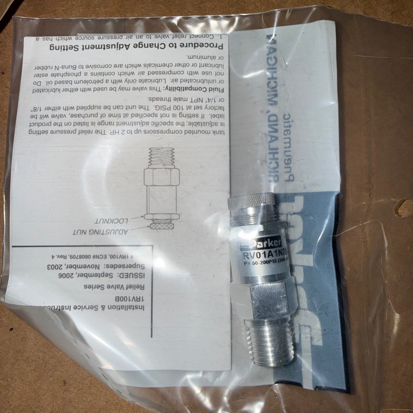 Valve, Brake Safety Relief 4820014884099 , RV01A1N200