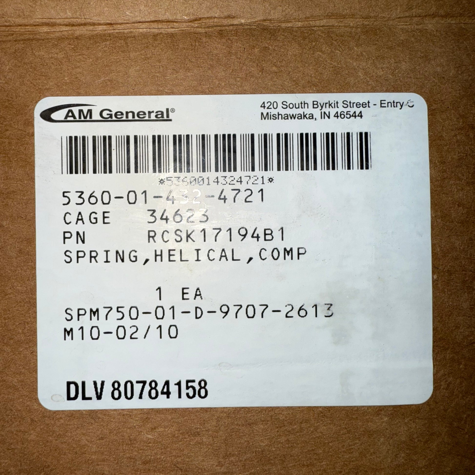 SPRING, HELICAL 5360-01-432-4721 RCSK17194B1 (3000LB)