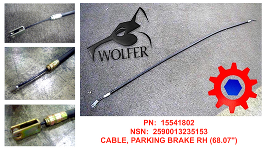 CABLE, PARKING BRAKE, RH (68") MIL. HUMMER; 2590-01-323-5153 12341898-3 15541802