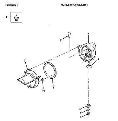 BLACKOUT LIGHT 24V (DRIVE) ; M939 M998 Hummer ; 6220010941440 11668932 MS51318-1