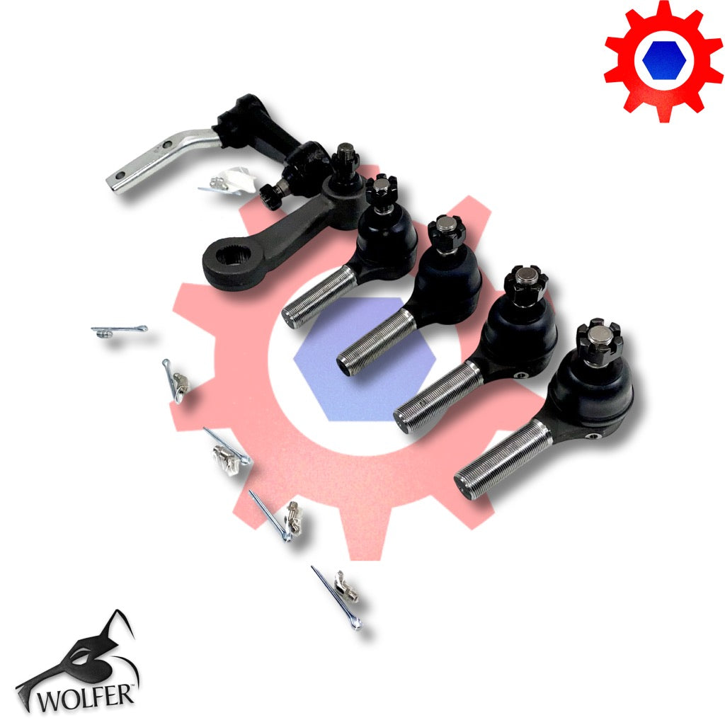 Steering Kit; Idler Bracket, Pitman Bracket, RH&LH Tie Rods with pins & fittings