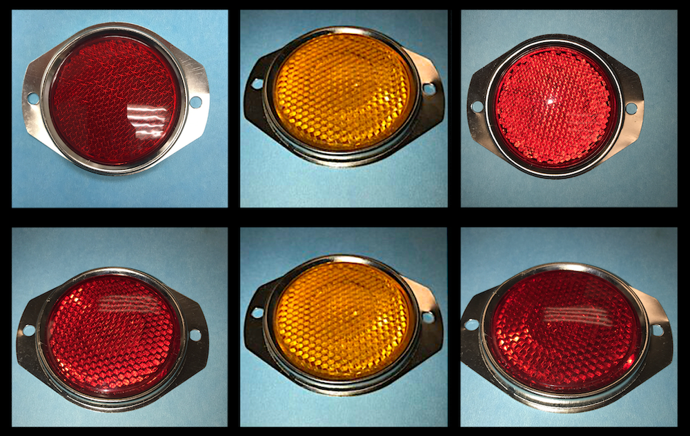 6 each- Reflectors- 4-Red + 2-Amber; HumVee M998 ; 12342500-1 & 12342500-2