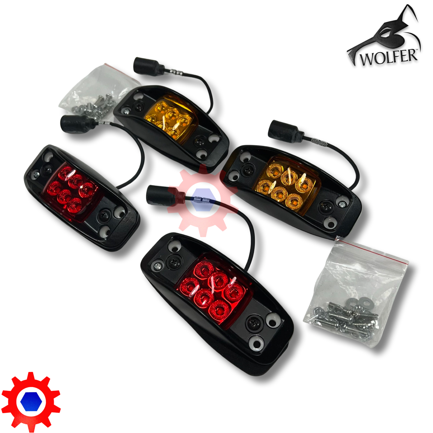 Side Marker Light Set, Red&Amber Lens , LED-24V; MS35423-1 & -2; 12446845-1 & -2 w/LED