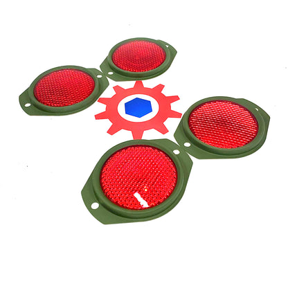 4 each - Reflector-RED (383 GREEN FRAME); M998 HUMVEE ; 12342500-1 9905-01-478-4267