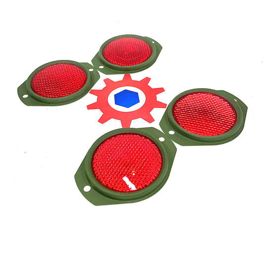 4 each - Reflector-RED (383 GREEN FRAME); M998 HUMMER ; 12342500-1 9905-01-478-4267