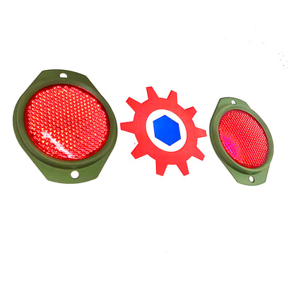4 each - Reflector-RED (383 GREEN FRAME); M998 HUMVEE ; 12342500-1 9905-01-478-4267